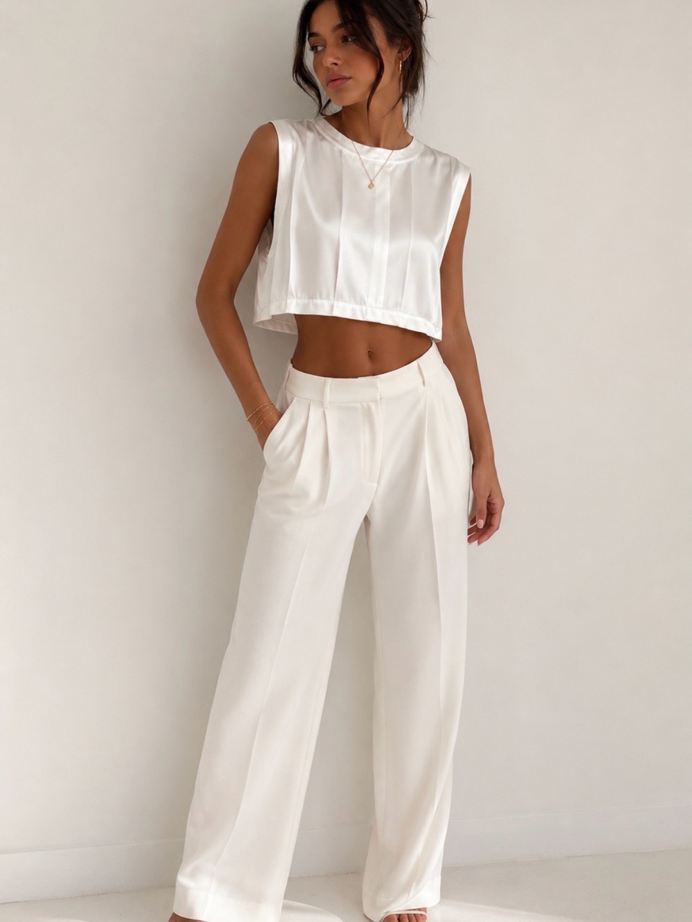 NONchalant White 100% so crop top size large